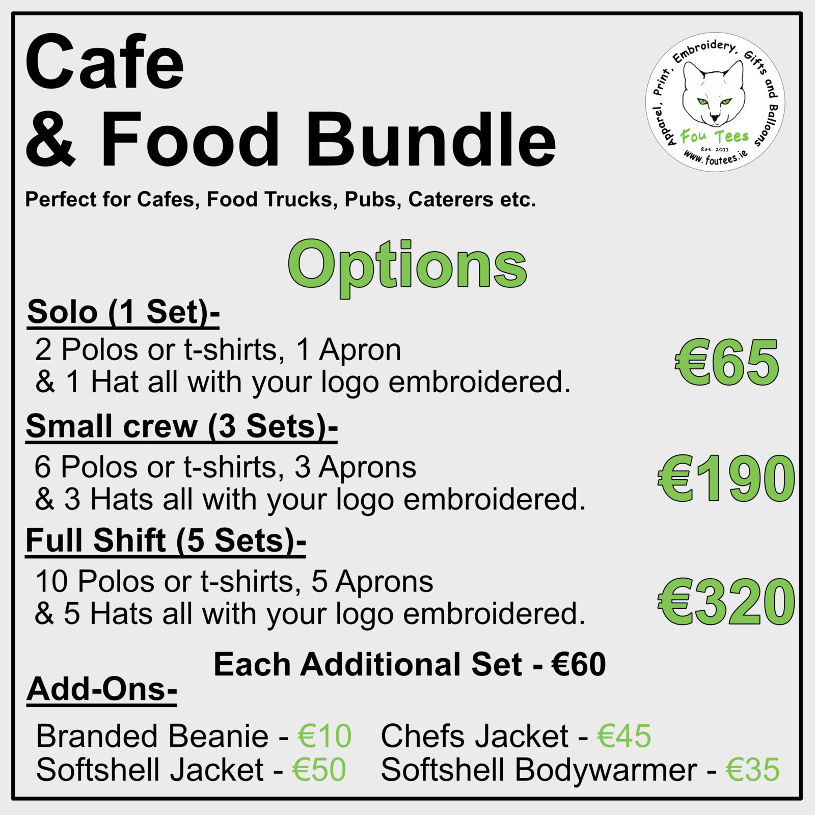 Cafe & Food  Bundle Options