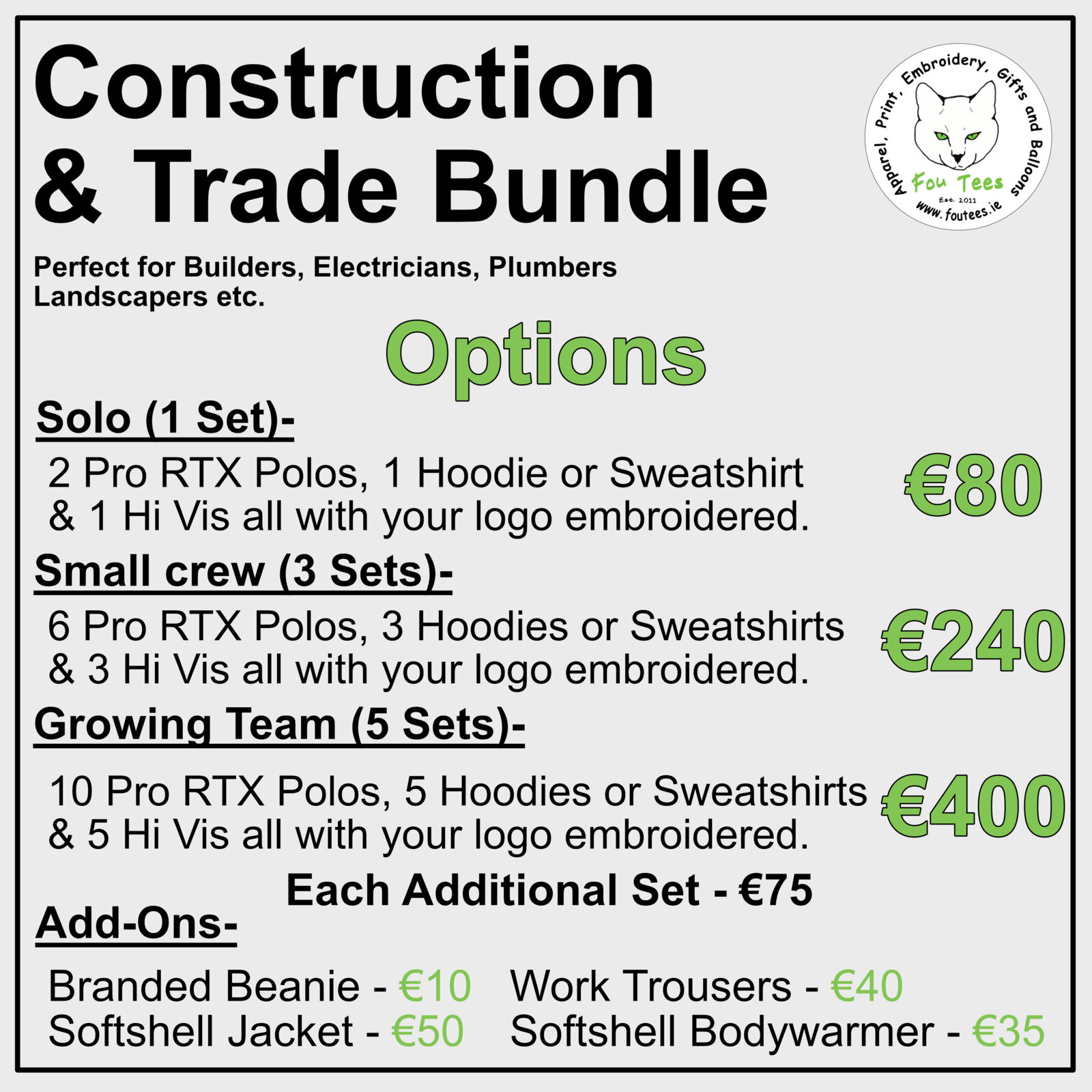 Construction & Trade Bundle Options