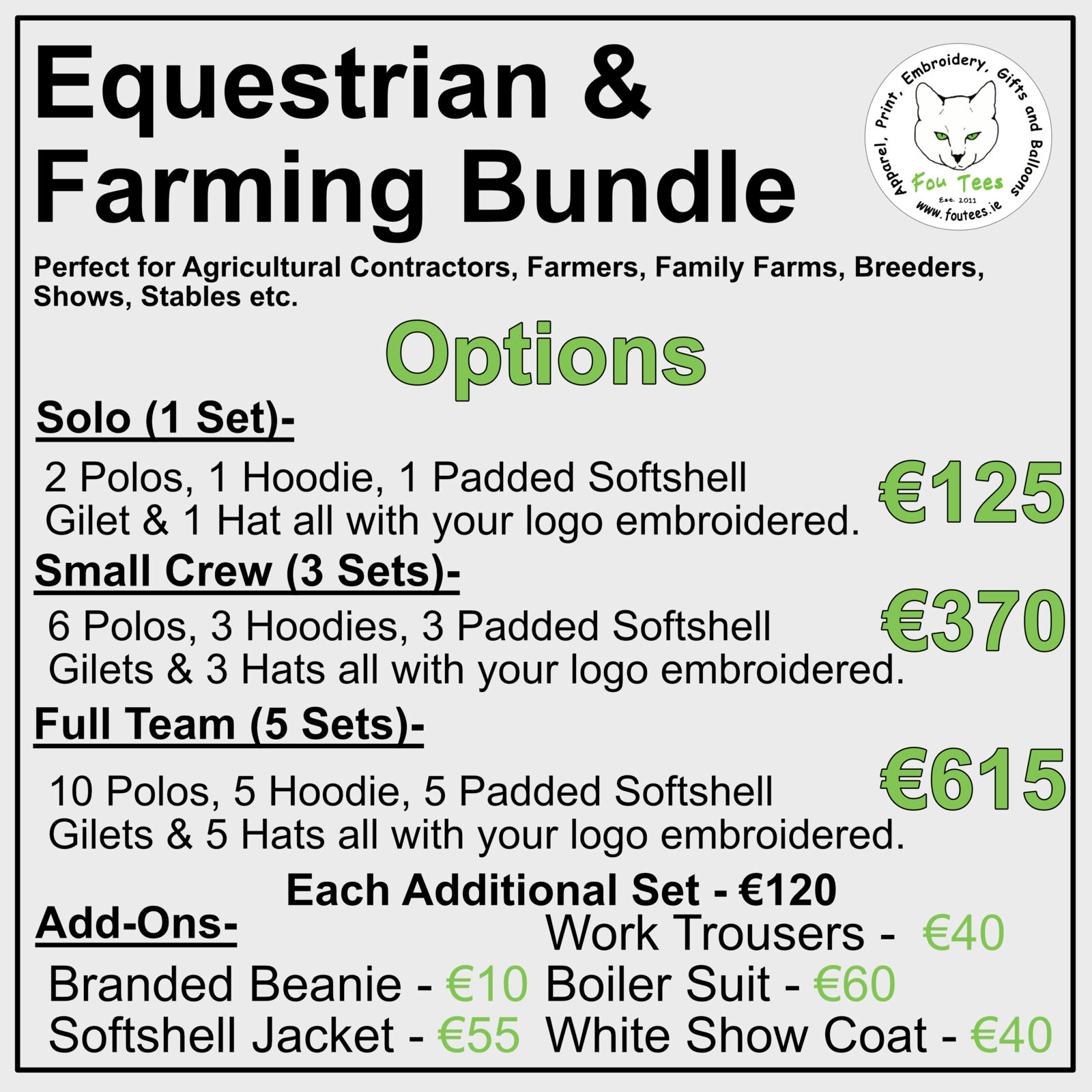 Equestrian & Farming Bundle Options