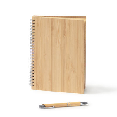 A5 bamboo notebook and pen set. Thumbnail