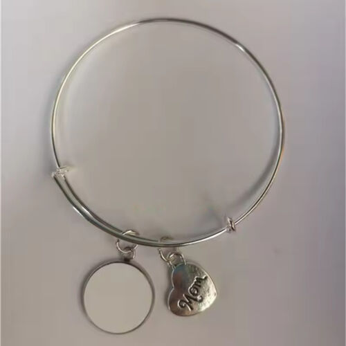 Bangle Bracelet with Mom Charm and Custom Charm Thumbnail
