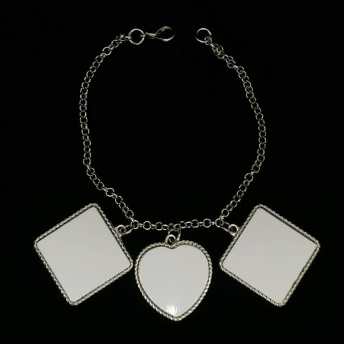 Bracelet With Two Square And One Heart Charms Thumbnail
