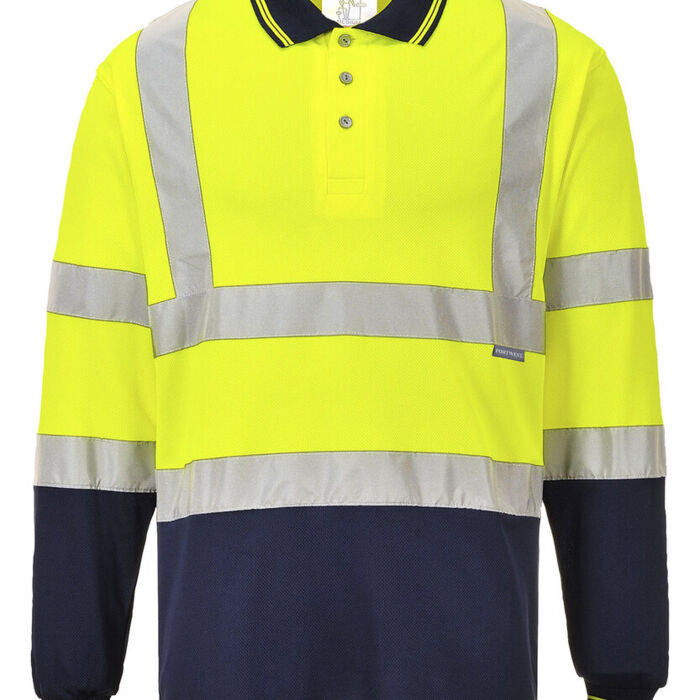 Hi-vis two-tone long sleeve polo shirt (S279) Thumbnail