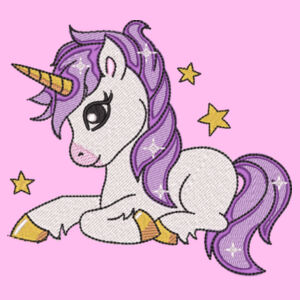 Embroidered Unicorn Laying Down - Tote bag made of cotton fabric Design