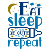 Eat Sleep Be Cute Repeat - Short sleeved body suit with envelope neck opening Design