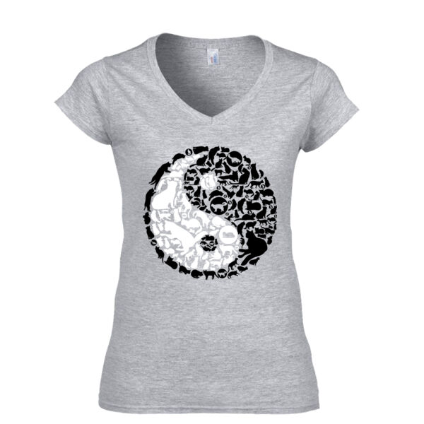 Ying Yang Cats - Softstyle™ women's v-neck t-shirt - Softstyle™ women's v-neck t-shirt Thumbnail