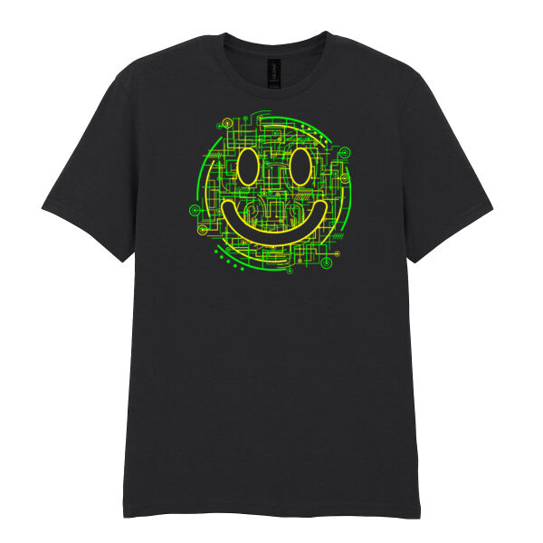 Electric Smiley  - Softstyle™ adult ringspun t-shirt Thumbnail