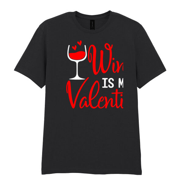 Wine is my Valentine - Softstyle™ adult ringspun t-shirt Thumbnail