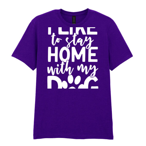 I like to stay home with my dog - Softstyle™ adult ringspun t-shirt Thumbnail