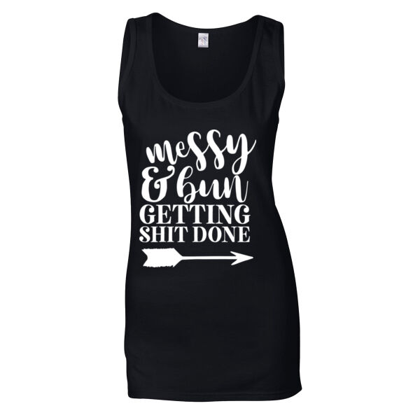 Messy Bun - Softstyle™ adult ringspun t-shirt - Softstyle™ women's tank top Thumbnail