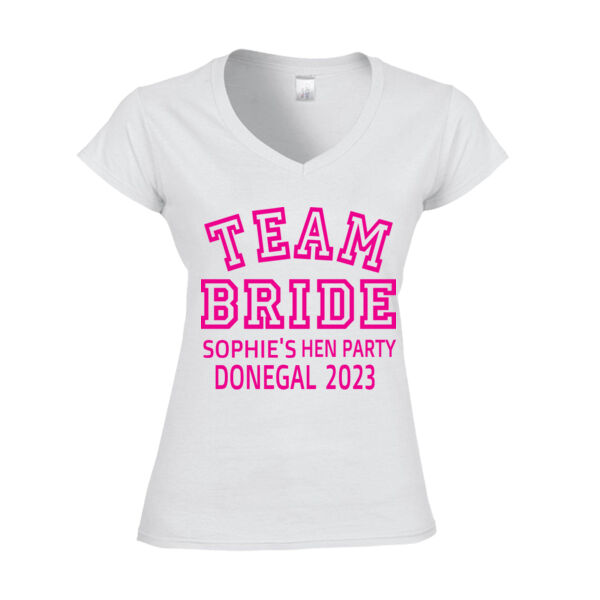 Team Bride - Softstyle™ adult ringspun t-shirt - Softstyle™ women's v-neck t-shirt Thumbnail