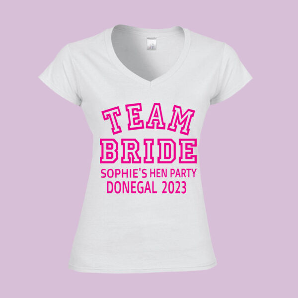 Team Bride - Softstyle™ adult ringspun t-shirt - Softstyle™ women's v-neck t-shirt Thumbnail