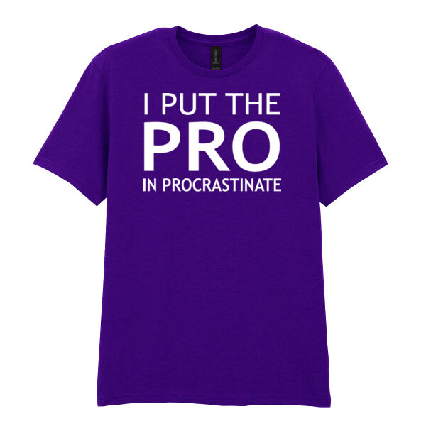 I Put The Pro In Procrastinate - Softstyle™ adult ringspun t-shirt Thumbnail