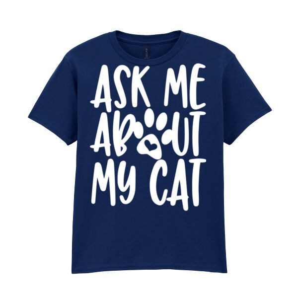 Ask Me About My Cat - Softstyle™ youth ringspun t-shirt Thumbnail