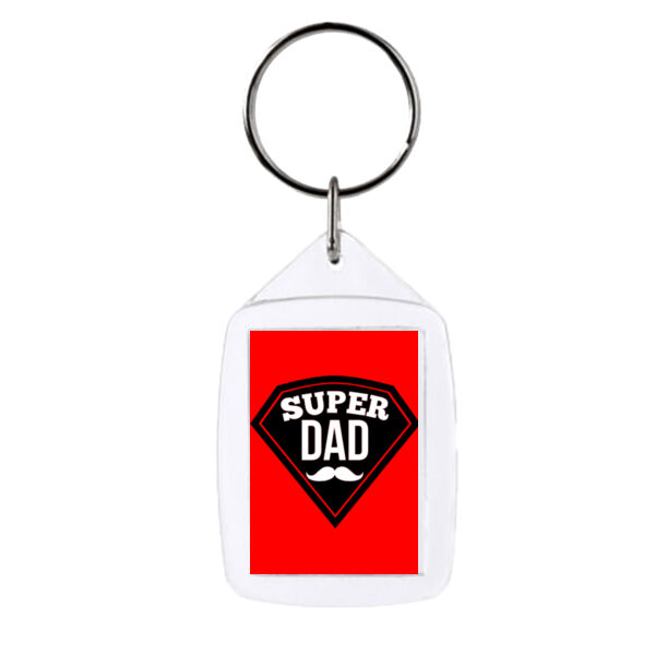 Super dad - Rectangle Smooth Edge Keyring Thumbnail