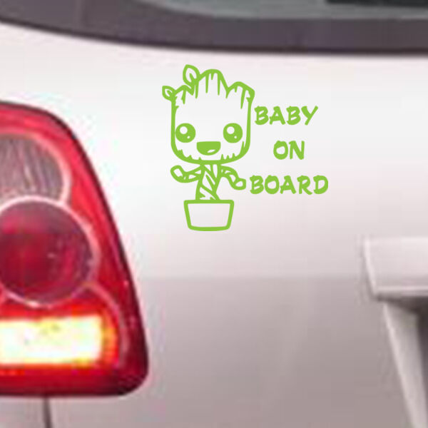 Baby Groot on Board - Car Bumper Sticker Thumbnail