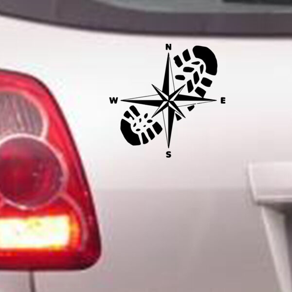 Compass and Boot - Car Bumper Sticker Thumbnail