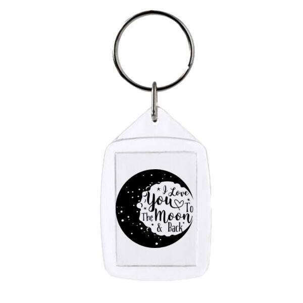 Love you to the moon and back with custom image - Rectangle Smooth Edge Keyring Thumbnail