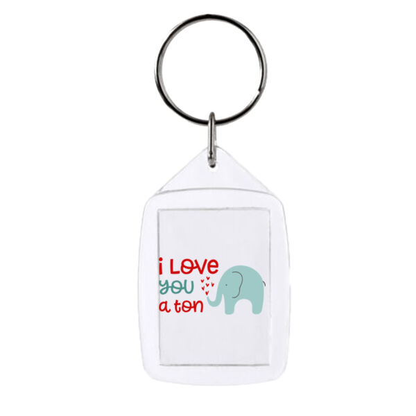 I love you a ton with customised image - Rectangle Smooth Edge Keyring Thumbnail