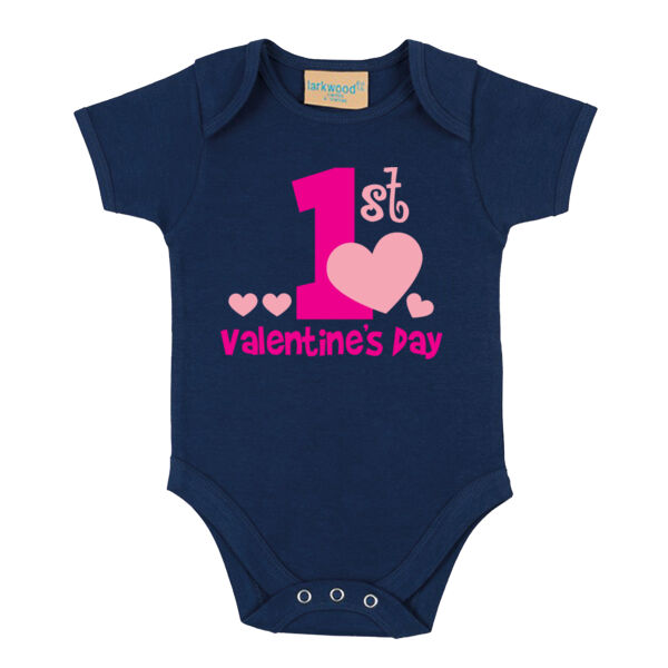 1st Valentine's Day - Short sleeved body suit with envelope neck opening Thumbnail