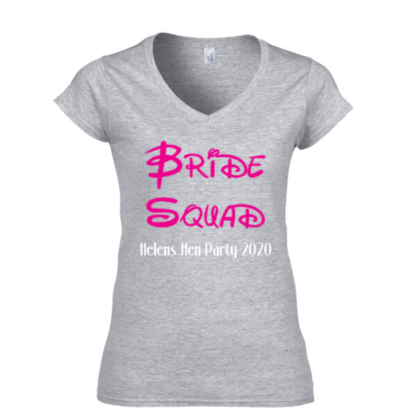 Disney Bride Squad Hen T-shirt - Softstyle™ women's v-neck t-shirt Thumbnail