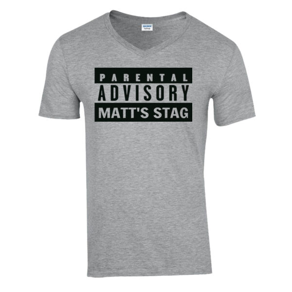 Customisable - Parental Advisory Stag T-Shirt - Softstyle™ v-neck t-shirt Thumbnail