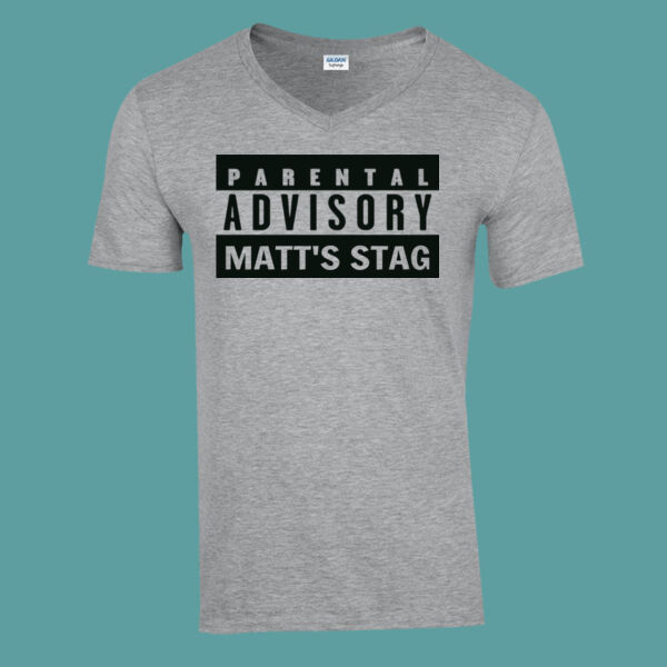 Customisable - Parental Advisory Stag T-Shirt - Softstyle™ v-neck t-shirt Thumbnail
