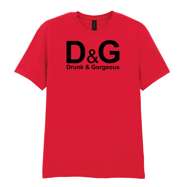 D&G Drunk and Gorgeous in Gold - Softstyle™ women's v-neck t-shirt Thumbnail
