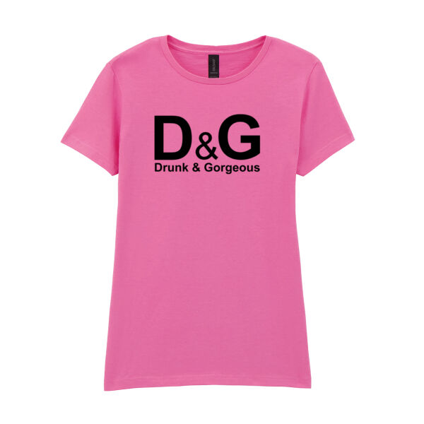 D&G Drunk and Gorgeous in Gold - Softstyle™ women's v-neck t-shirt Thumbnail
