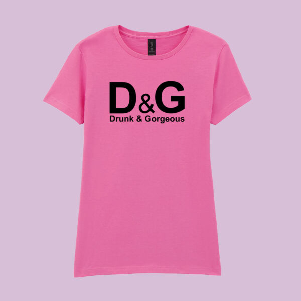D&G Drunk and Gorgeous in Gold - Softstyle™ women's v-neck t-shirt Thumbnail