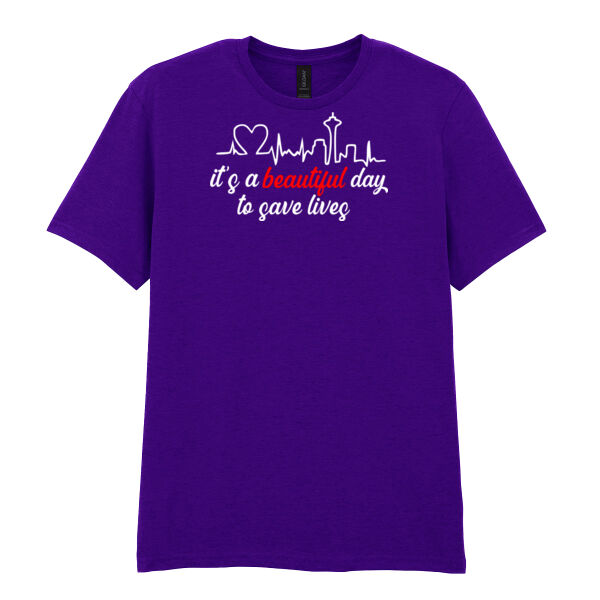 It's a beautiful day to save lives - Softstyle™ adult ringspun t-shirt Thumbnail