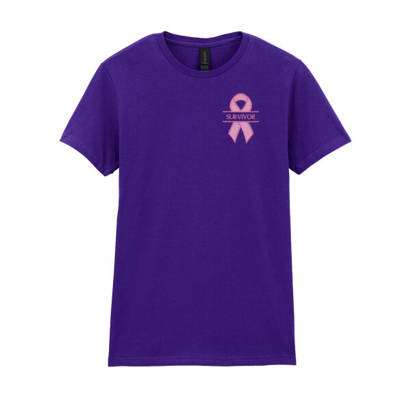 Survivor With Pink Ribbon - Softstyle™ women's ringspun t-shirt Thumbnail