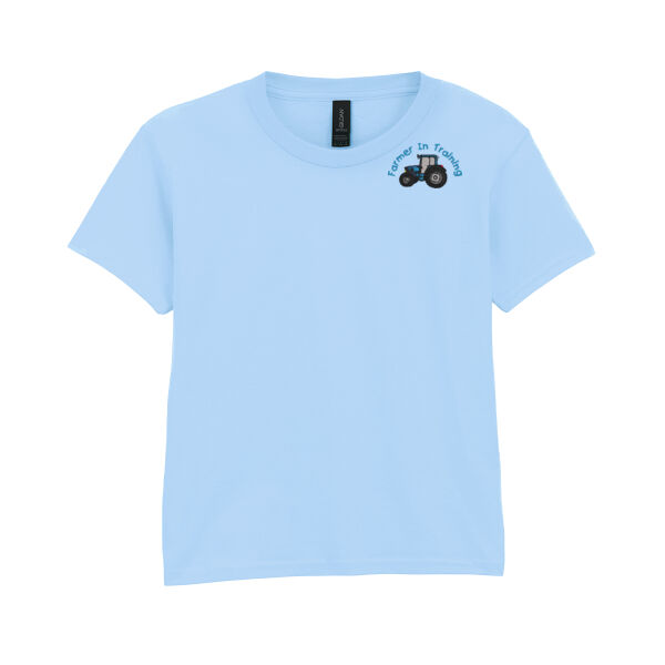 Farmer in Training Embroidered Blue Design - Softstyle™ youth ringspun t-shirt Thumbnail
