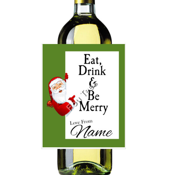 Customisable - Eat Drink & Be Merry - Sticker Bottle Label Thumbnail