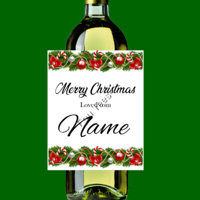 Customisable - Merry Christmas  - Sticker Bottle Label Thumbnail