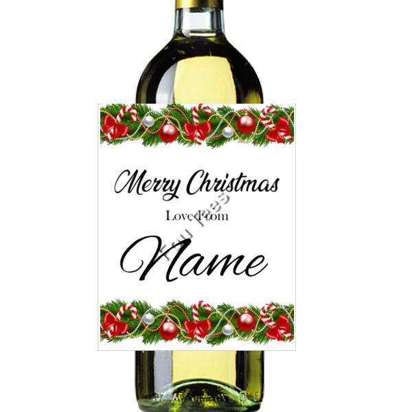 Customisable - Merry Christmas  - Sticker Bottle Label Thumbnail
