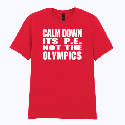 Calm Down Its PE Not The Olympics  - Softstyle™ adult ringspun t-shirt Thumbnail