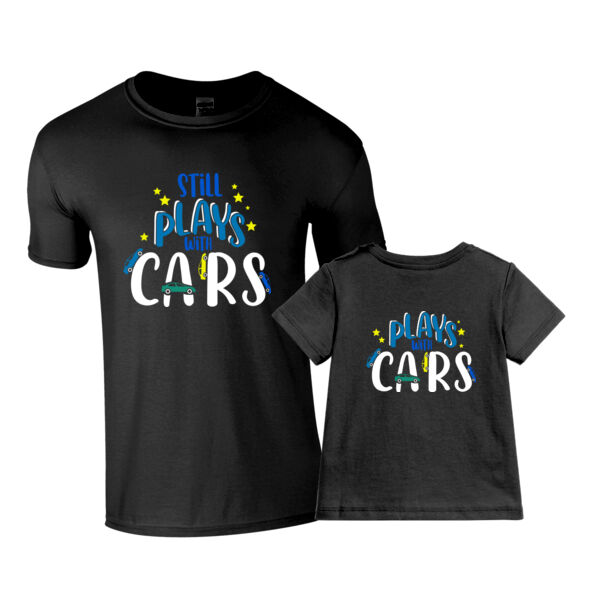 Plays with cars - Matching adult and baby tees Thumbnail