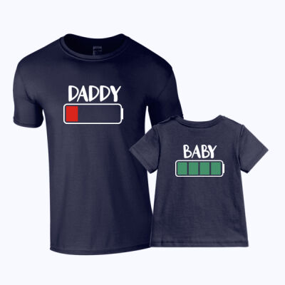 Daddy and Baby Battery - Matching adult and baby tees Thumbnail
