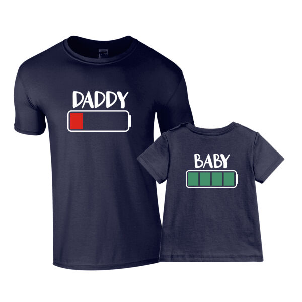 Daddy and Baby Battery - Matching adult and baby tees Thumbnail