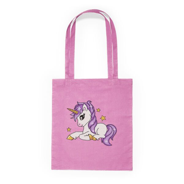 Embroidered Unicorn Laying Down - Tote bag made of cotton fabric Thumbnail