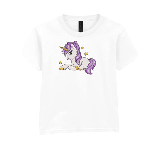 Embroidered Unicorn Laying Down - Softstyle™ youth ringspun t-shirt Thumbnail