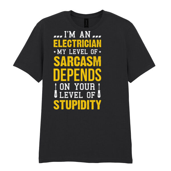 I'm an Electrician, My Level of Sarcasm Depends on Your Level of Stupidity - Softstyle™ adult ringspun t-shirt Thumbnail