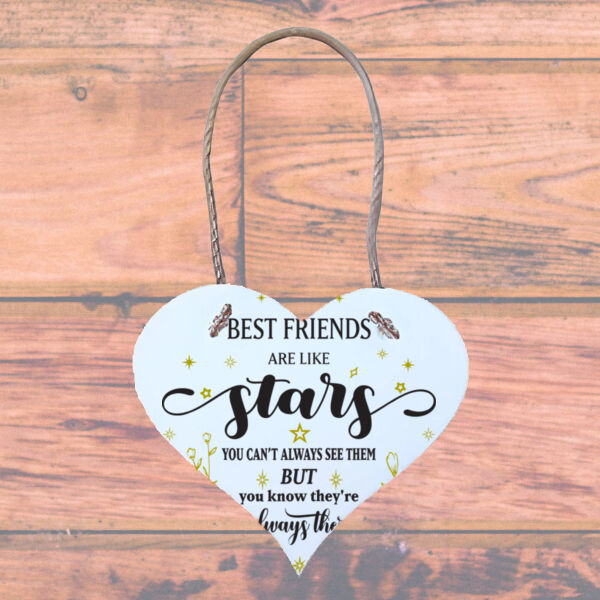 Best Friends Are Like Stars - Heart-Shaped MDF Wooden Sign Thumbnail