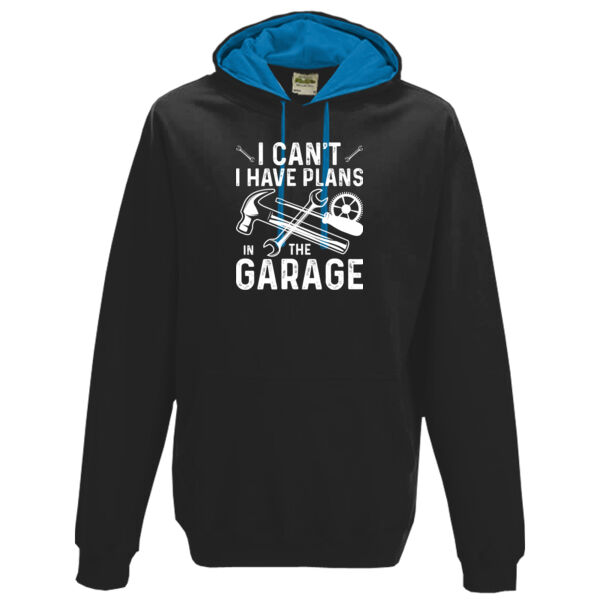 I have plans in the garage - Varsity hoodie Thumbnail
