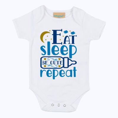 Eat Sleep Be Cute Repeat - Short sleeved body suit with envelope neck opening Thumbnail