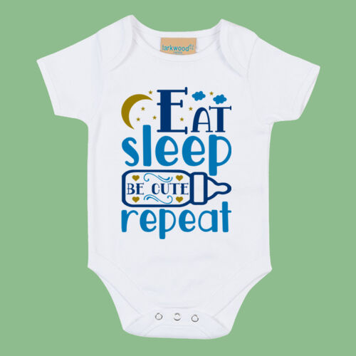 Eat Sleep Be Cute Repeat - Short sleeved body suit with envelope neck opening Thumbnail