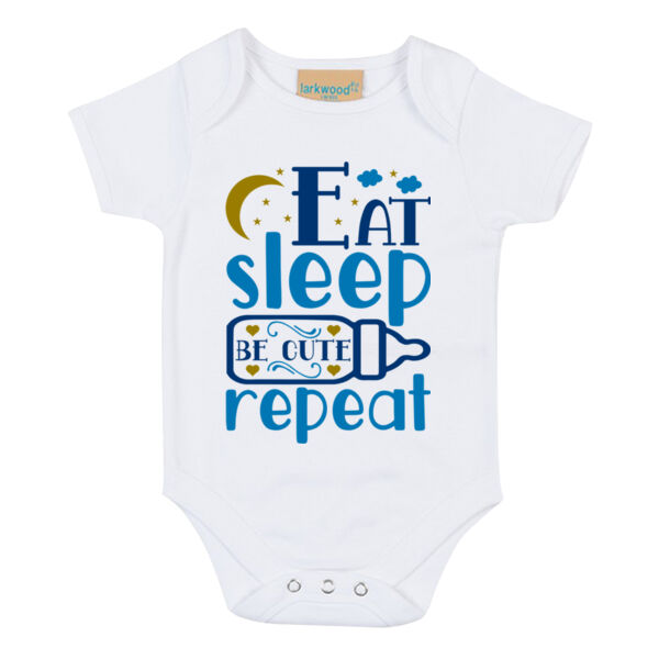 Eat Sleep Be Cute Repeat - Short sleeved body suit with envelope neck opening Thumbnail