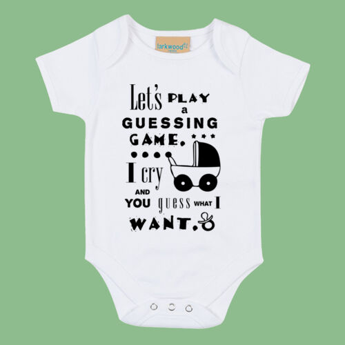 Baby Guessing Game - Short sleeved body suit with envelope neck opening Thumbnail