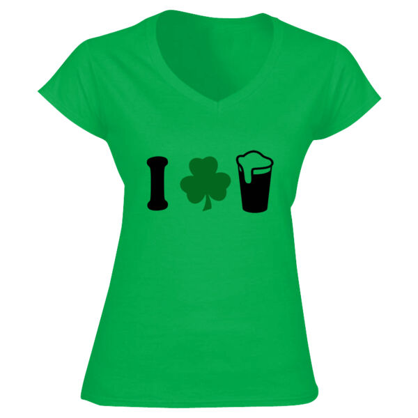 I Heart Beer - Soft Style™ Women's V-Neck T-Shirt Thumbnail